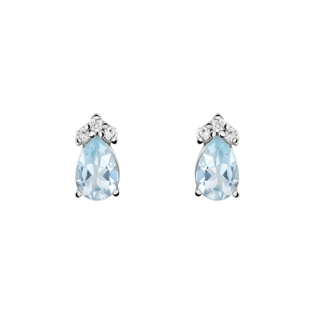 Orecchini Lobo Punto Luce Acquamarina Oro Bianco Acquamarina Diamante - Orecchini a Lobo Donna | Stroili