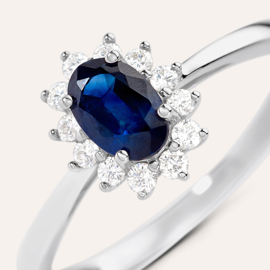 Anello Solitario Kate Charlotte Oro Bianco Zaffiro Diamante