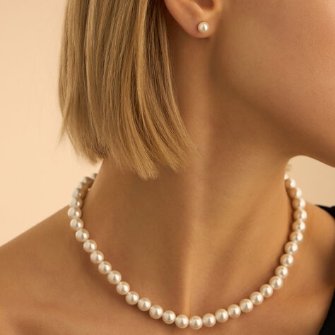 Elli Orecchini A Cerchio Donna In Argento 925 Con Perle Sintetiche Bianche, Eleganti, 14 Mm