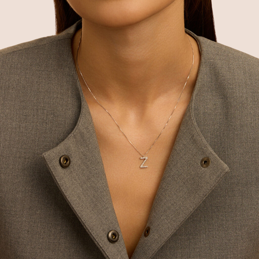 Collana Diamond Letters Oro Bianco Diamante