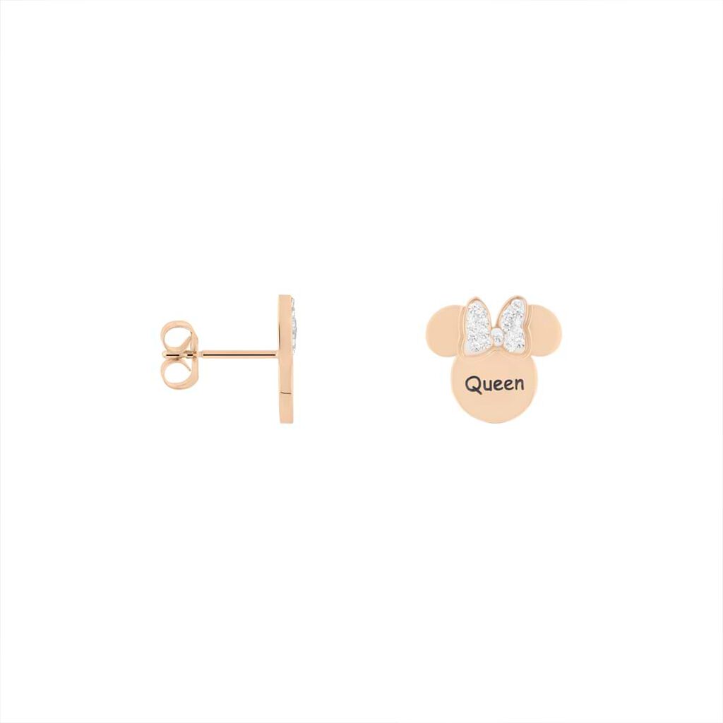 Orecchini Lobo Mickey Mouse & Friends Acciaio Rosa Cristallo - Orecchini a Lobo Donna | Stroili
