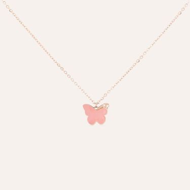 Collana Lady Sweet Acciaio Rosato Farfalla e Cristalli