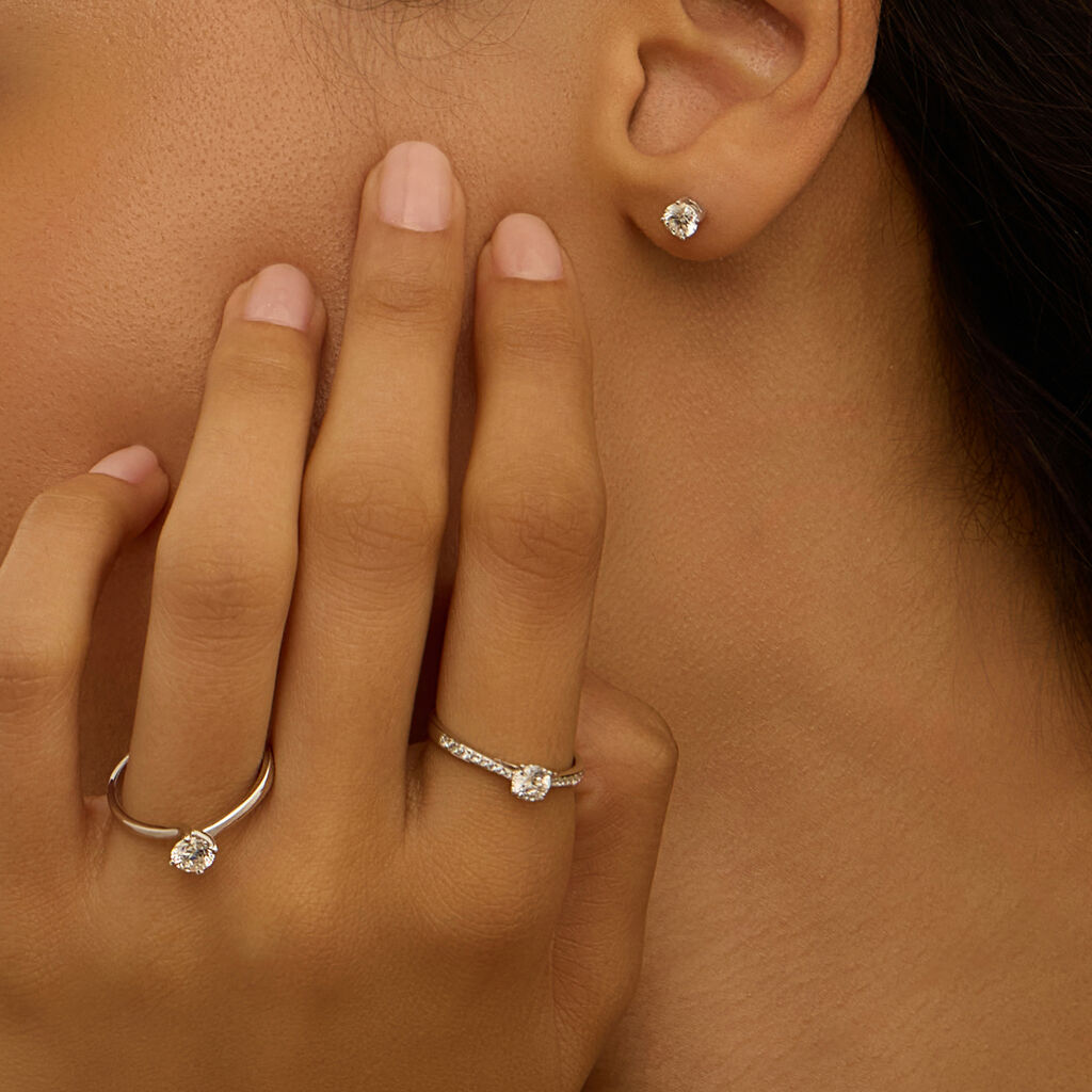 Orecchini Lobo Punto Luce Diamade Oro Bianco Diamante Lab-Grown