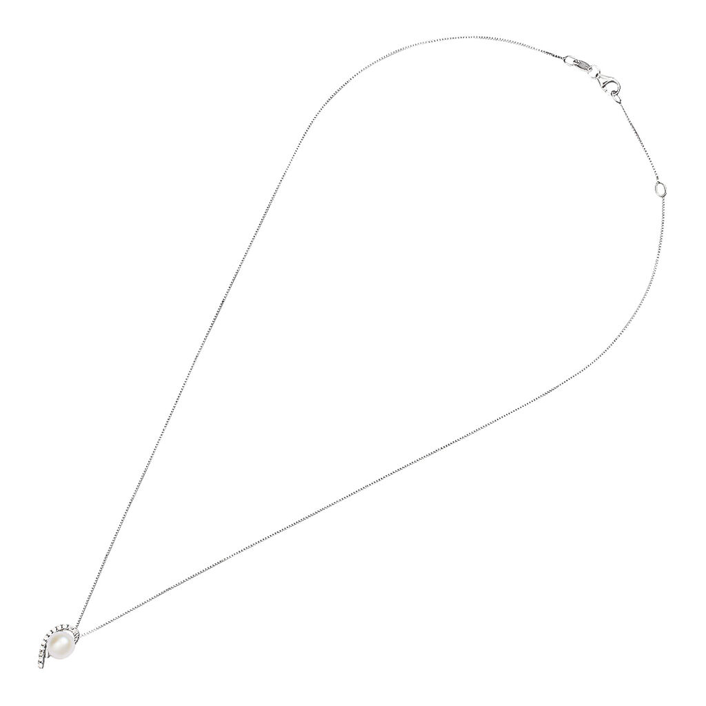 Collana Gabrielle Oro Bianco Perla D'Acqua Dolce Cubic Zirconia - Collane Donna | Stroili