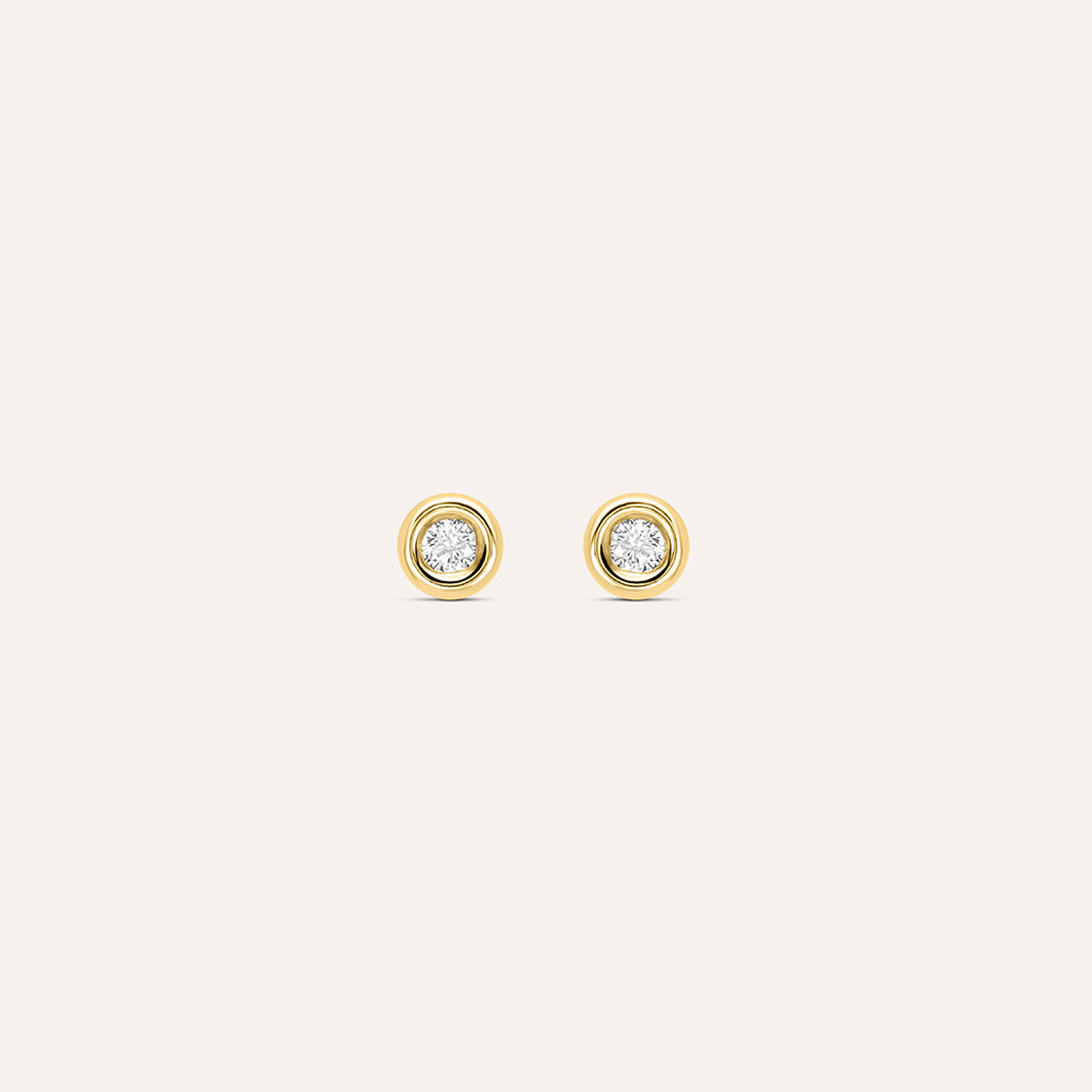 Orecchini Lobo Punto Luce Bon Ton Oro Giallo Cubic Zirconia