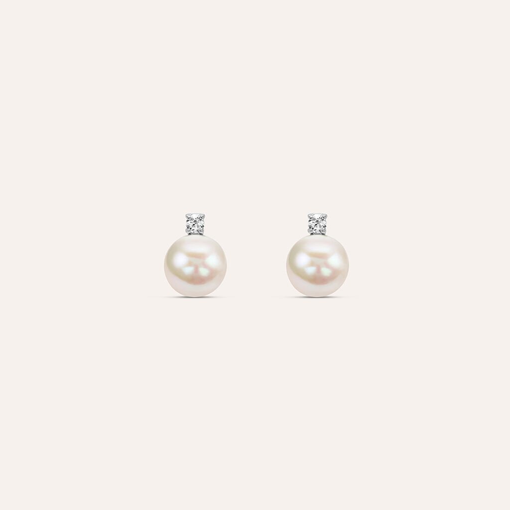 Orecchini Lobo Silver Pearls Argento Rodiato Perla sintentica Cubic Zirconia