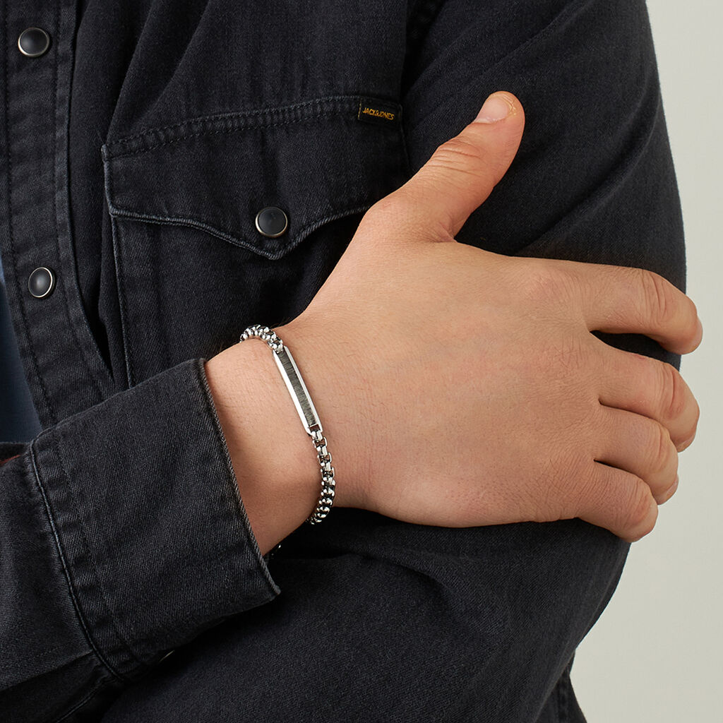Bracciale Con Targhetta Man Code Acciaio - Bracciali con Incisione Uomo | Stroili