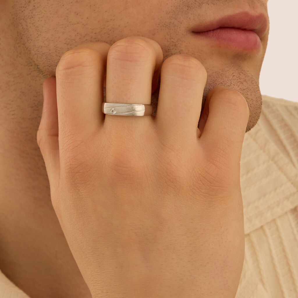 Anello Chevalier Gentleman Argento Rodiato Cubic Zirconia