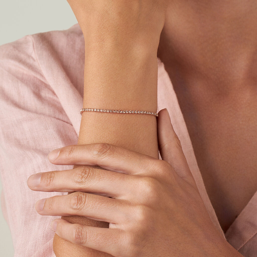 Bracciale Tennis Romantic Shine Metallo Rosa Cristallo - Bracciali Tennis Donna | Stroili