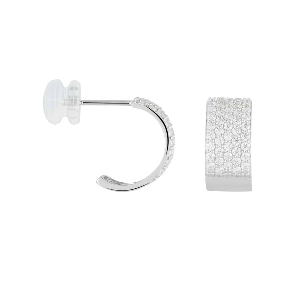 Orecchini Lobo Claire Oro Bianco Cubic Zirconia - Orecchini a Lobo Donna | Stroili