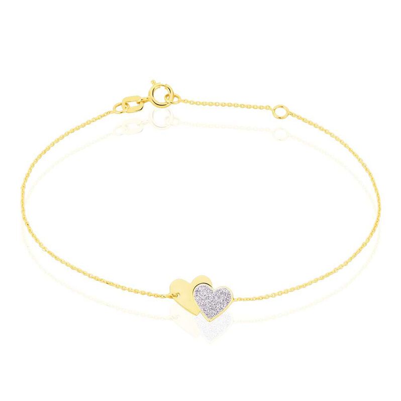 Bracciale in oro giallo e glitter Cuori - Bracciali Amicizia Donna | Stroili