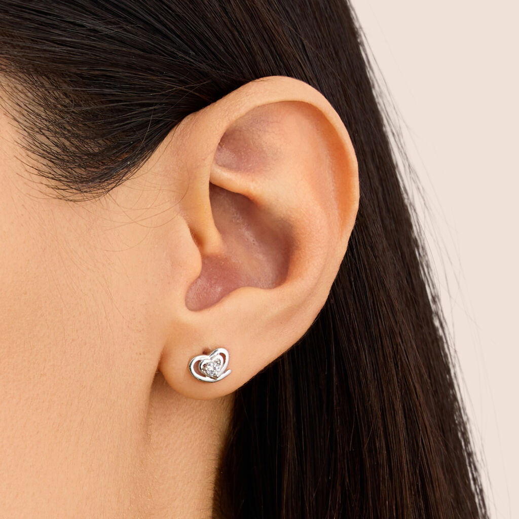 Orecchini Lobo Silver Elegance Argento Rodiato Cubic Zirconia