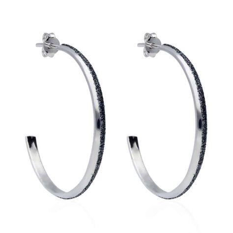 Orecchini a cerchio in ottone rodiato e glitter antracite - Orecchini a Cerchio Donna | Stroili