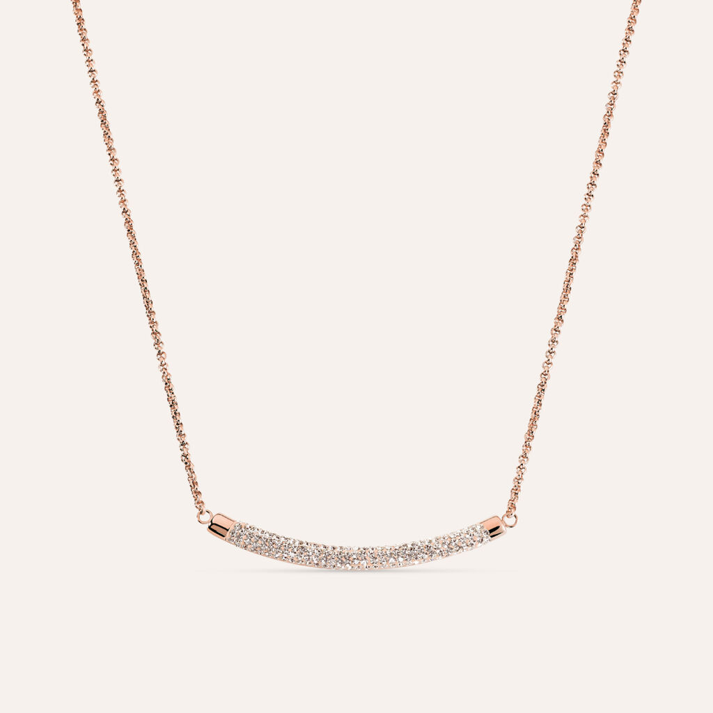 Collana Aura Acciaio Rosa Cristallo