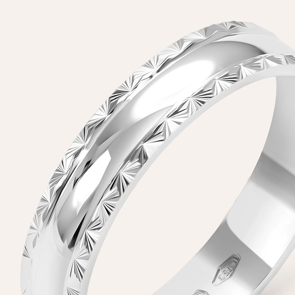 Fede Classica Diamantata 4 mm Oro Bianco - Anelli con Incisione Donna | Stroili