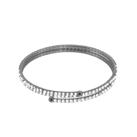 Bracciale bangle doppio in metallo rutenio e cristalli - Bracciali Donna | Stroili