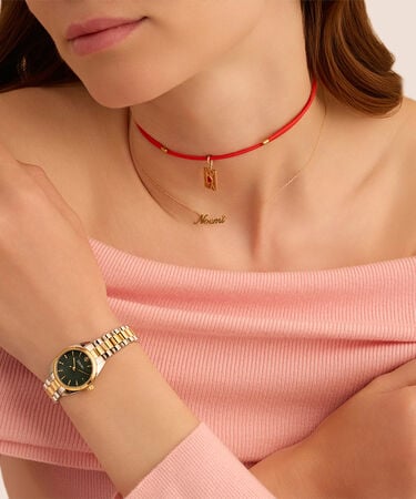 Choker Magnetico Cordino Rosso e Acciaio Dorato