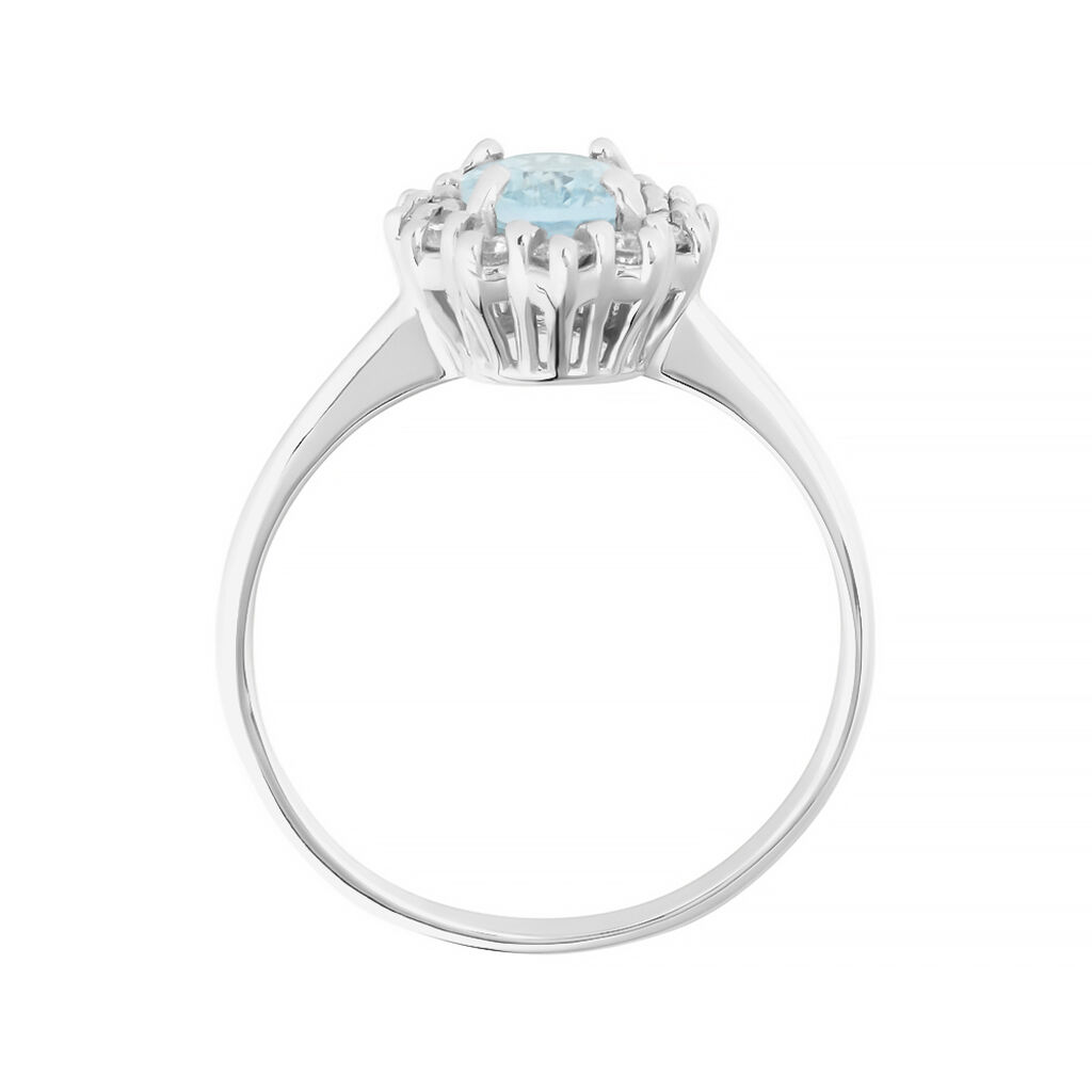 Anello Solitario Acquamarina Oro Bianco Acquamarina Diamante - Anelli con Pietre Donna | Stroili