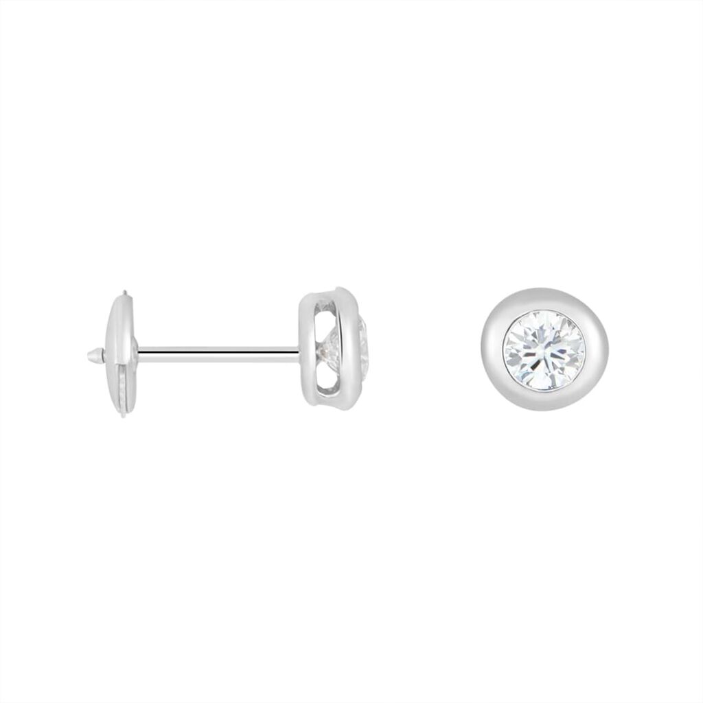 Orecchini Lobo Punto Luce Diamade Oro Bianco Diamante Lab-Grown