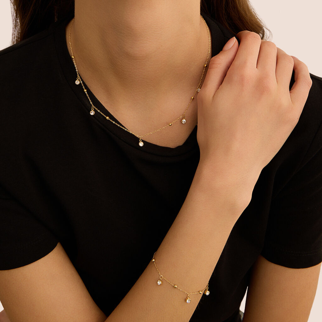 Collana Radiance Acciaio Dorato Cristallo