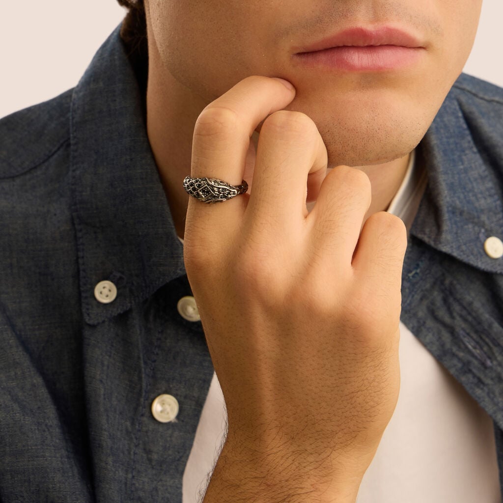 Anello Fantasia Man Code Acciaio Cristallo