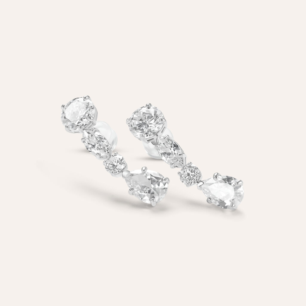 Orecchini Pendenti Claire Oro Bianco Cubic Zirconia