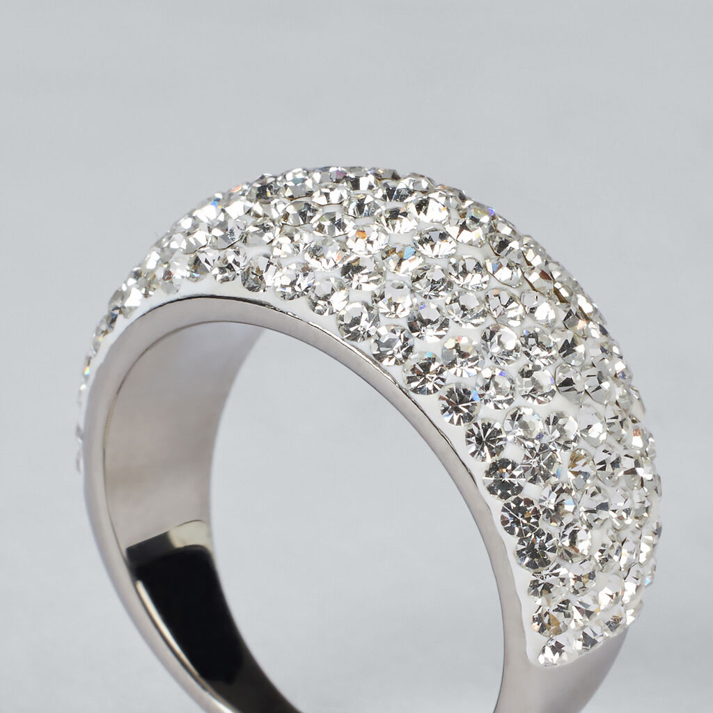 Anello Fascia Aura Acciaio Cristallo