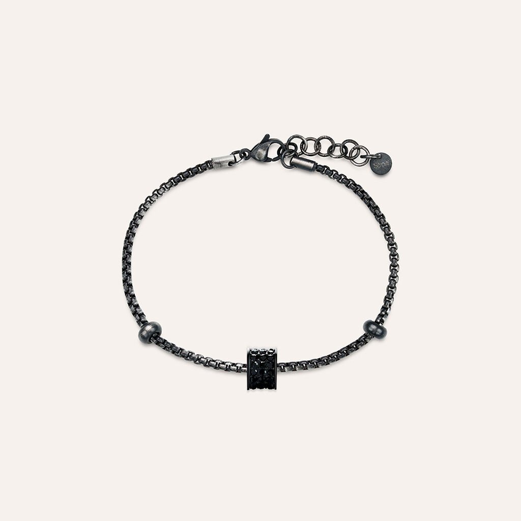 Bead Essential Code Acciaio Nero Cristallo - Beads Uomo | Stroili