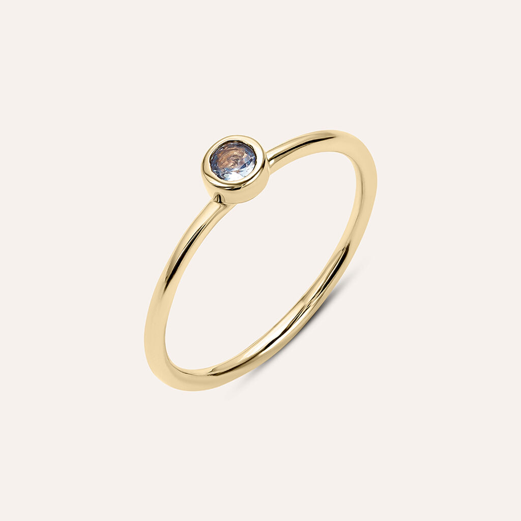 Anello Solitario Golden Dream Placcato Oro Giallo Cristallo