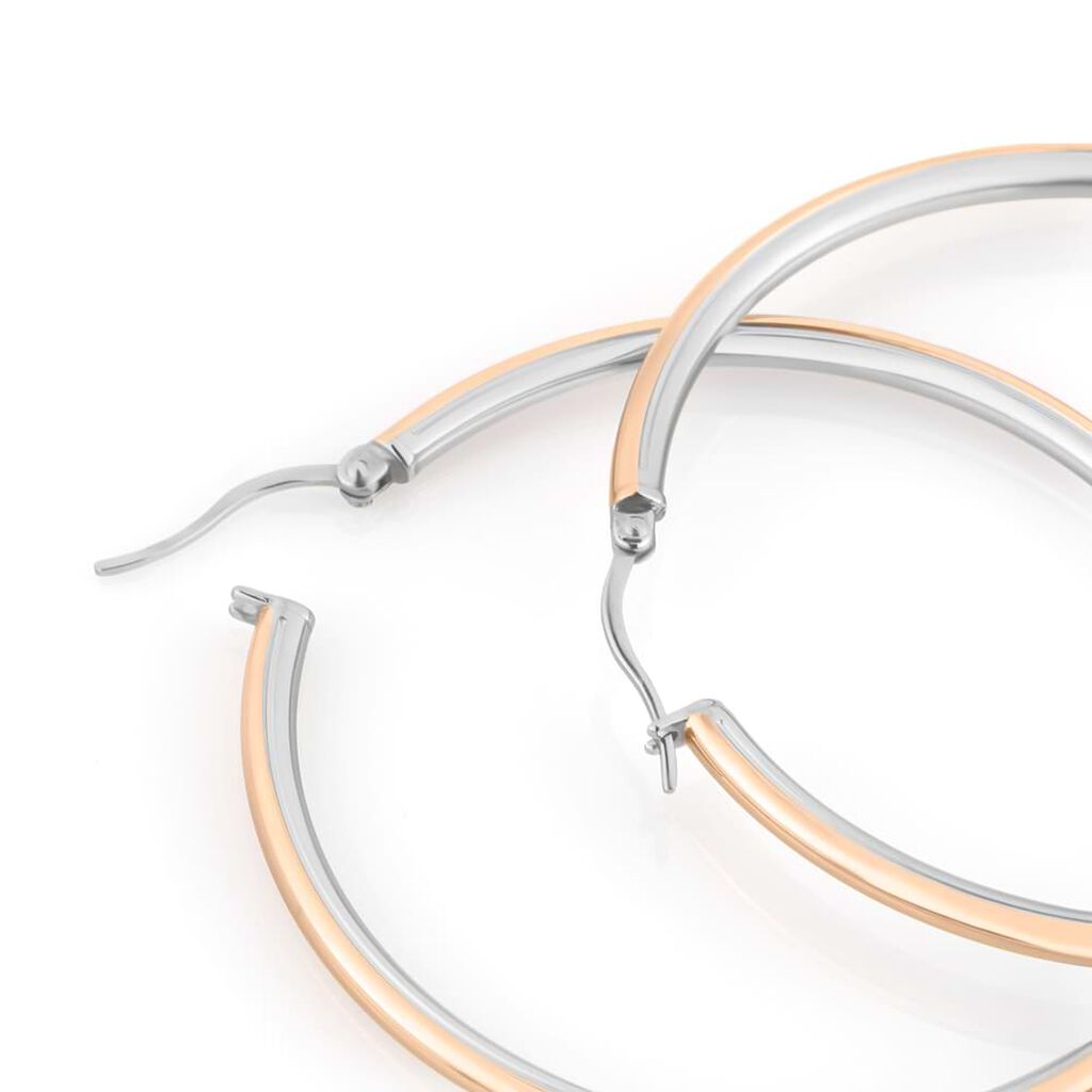 Orecchini A Cerchio Lady Code Acciaio Bicolore Bianco / Rosa - Orecchini a Cerchio Donna | Stroili