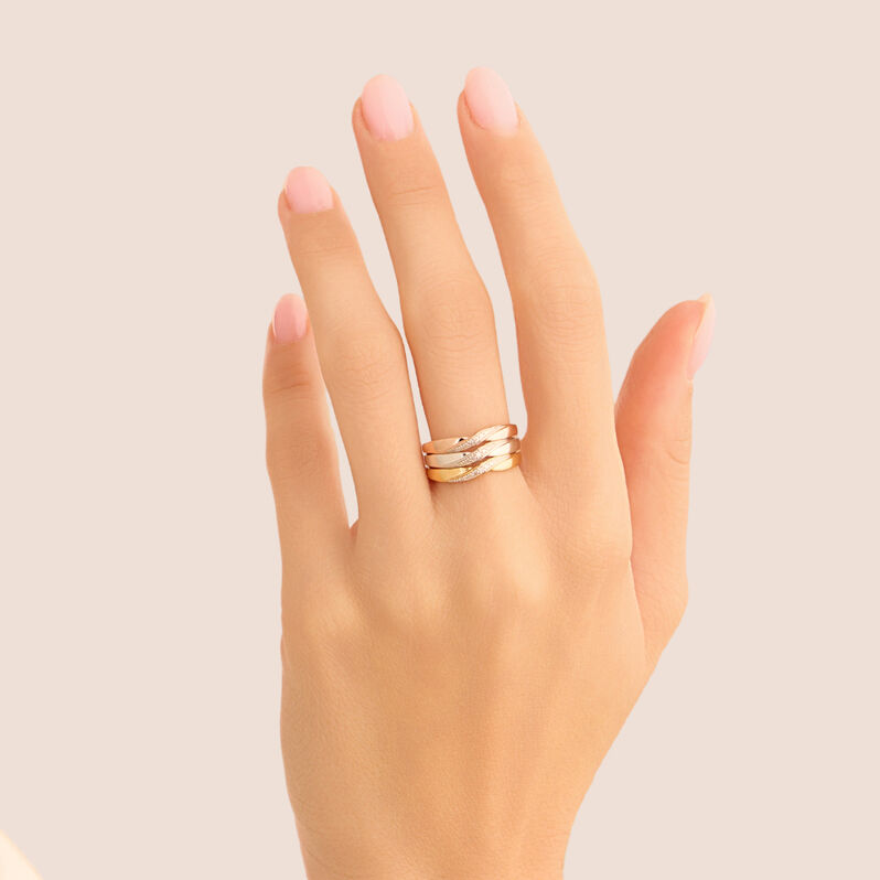 Anello Fascia Sophia Oro Tricolore Giallo / Bianco / Rosa Diamante - Anelli con Pietre Donna | Stroili