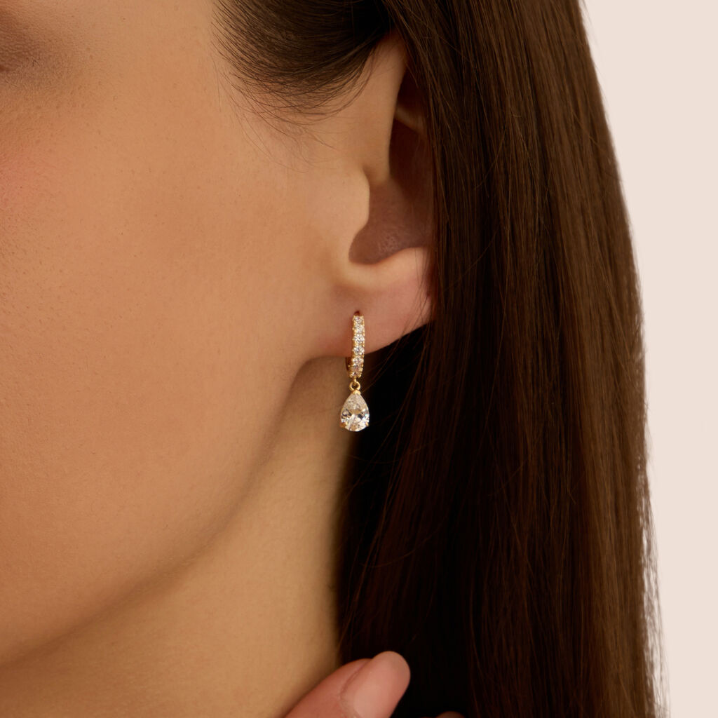 Orecchini A Cerchio Toujours Oro Giallo Cubic Zirconia