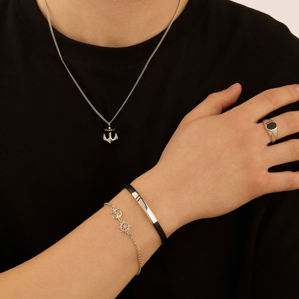 Collana Gentleman Argento Rodiato