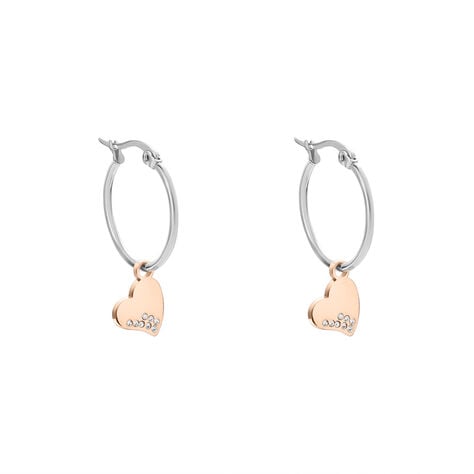 Orecchini A Cerchio Sunrise Acciaio Bicolore Bianco / Rosa Cristallo - Orecchini a Cerchio Donna | Stroili