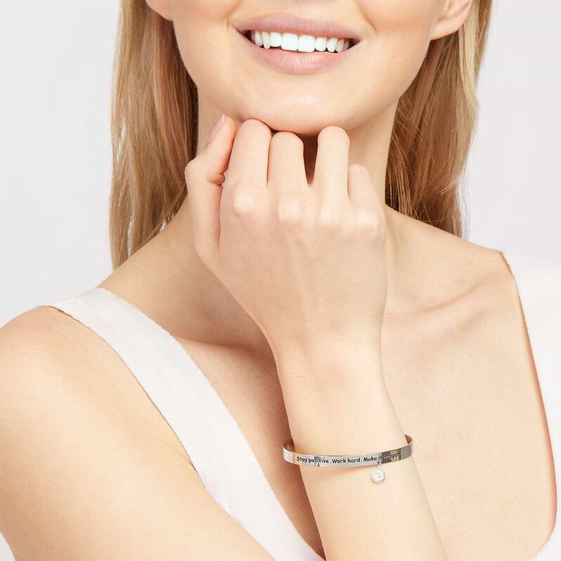 Bangle Lady Message Acciaio Cristallo - Bracciali Rigidi Donna | Stroili