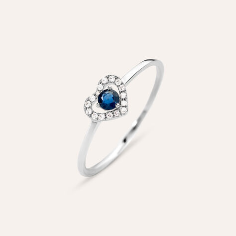 Anello Solitario Charlotte Oro Bianco Zaffiro Diamante - Anelli con Pietre Donna | Stroili