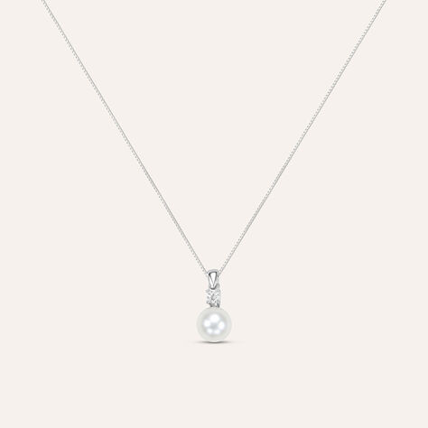 Collana Gabrielle Oro Bianco Perla D'Acqua Dolce Cubic Zirconia - Collane Donna | Stroili