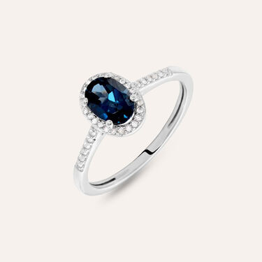 Anello Solitario Amelie Oro Bianco Topazio E Cubic Zirconia