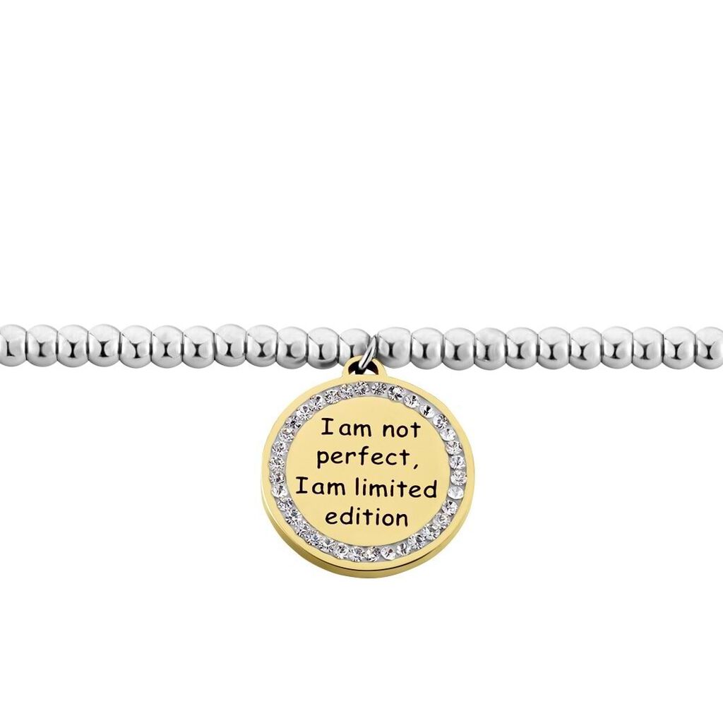 Bracciale Lady Message Acciaio Bicolore Giallo / Bianco Cristallo - Bracciali con Incisione Donna | Stroili