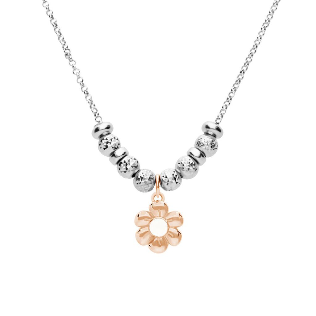 Charm in argento rosato e smalto fiore
