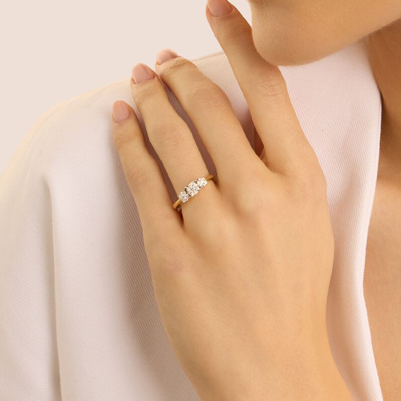 Anello Trilogy Petali Oro Giallo Diamante - Anelli con Pietre Donna | Stroili