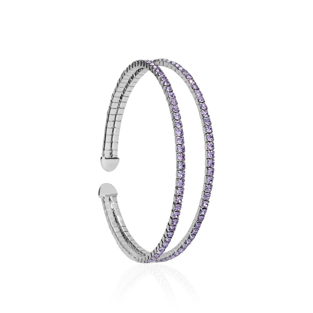 Bracciale bangle in metallo rodiato e cristalli