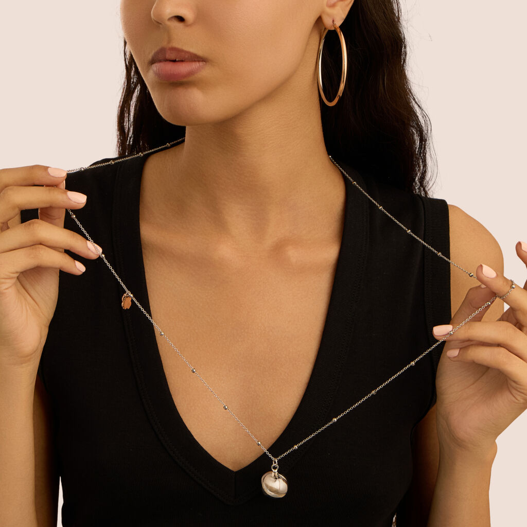 Orecchini A Cerchio Sunrise Acciaio Bicolore Bianco / Rosa