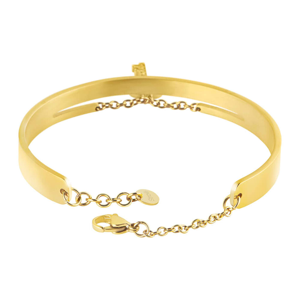 Bangle Lady Message Acciaio Dorato Cristallo - Bracciali Rigidi Donna | Stroili