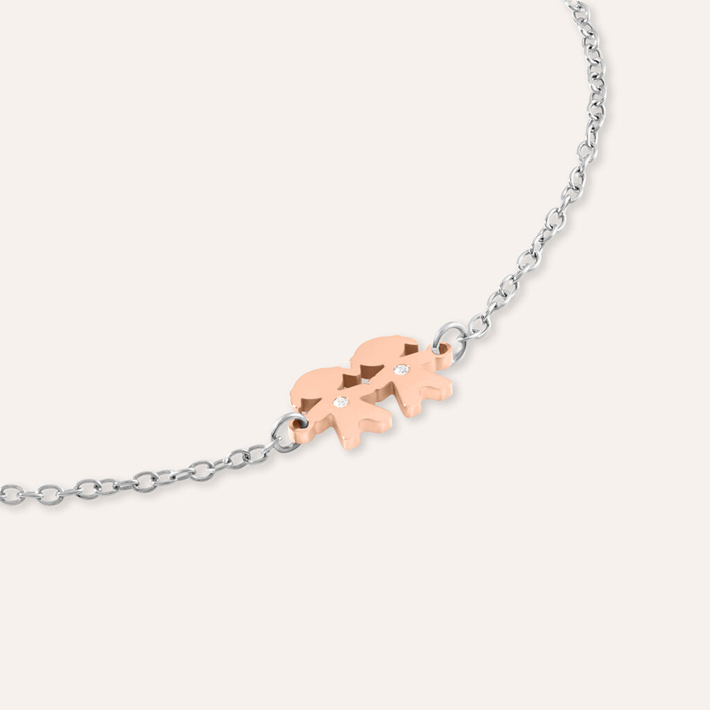 Bracciale Sunrise Acciaio Bicolore Bianco / Rosa Cristallo