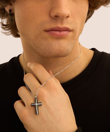 Collana Man Code Acciaio Bicolore Bianco / Nero