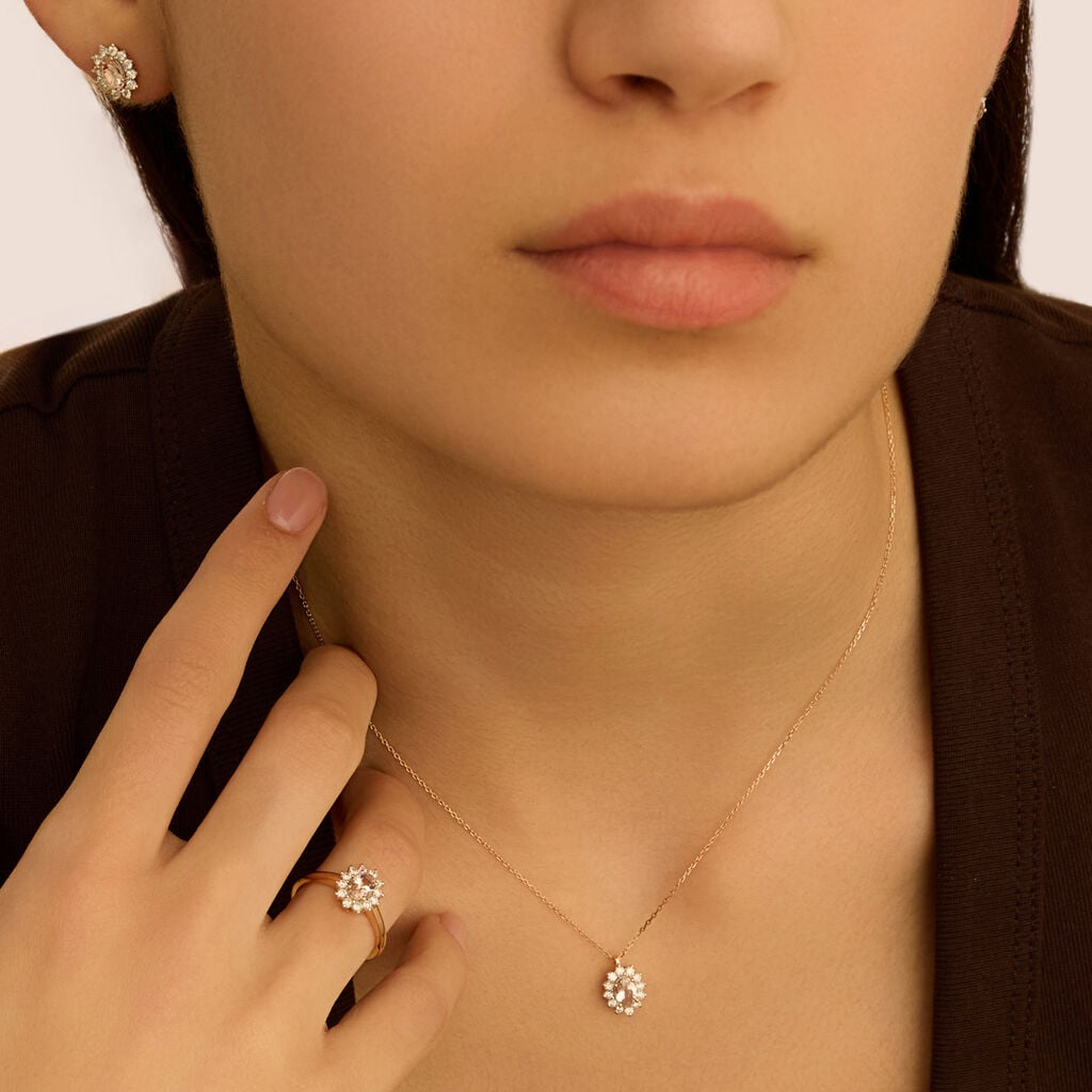 Anello Solitario Kate Jasmine Oro Rosa Morganite Diamante
