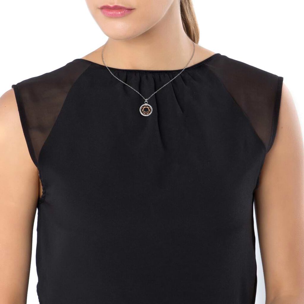 Collana in argento bicolore e zirconi con ciondolo II Chakra delle emozioni