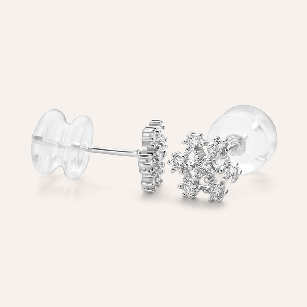 Orecchini Lobo Bon Ton Oro Bianco Cubic Zirconia - Orecchini a Lobo Donna | Stroili