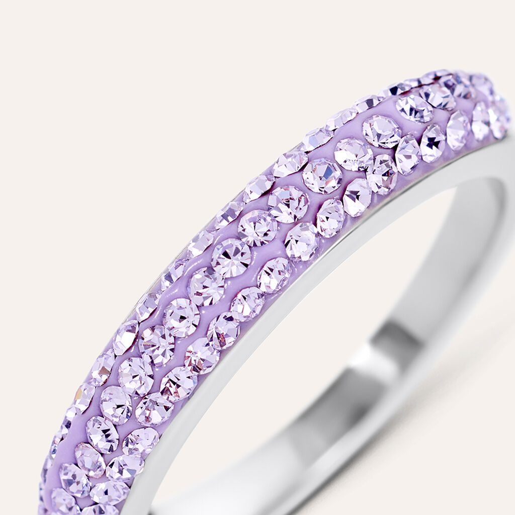 Anello Fascia Aura Acciaio Cristallo